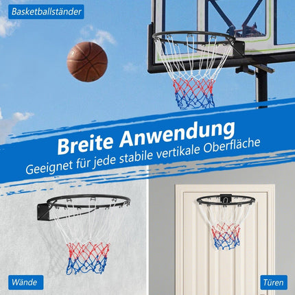 Panier de basket Ø37cm avec anneau &amp; Filet pour porte et amp; Mini panier de basket mural d'intérieur noir