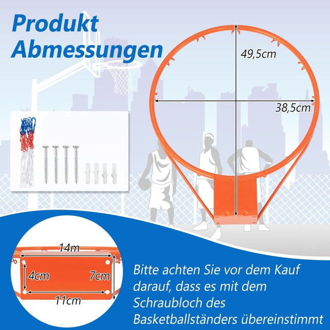 Panier de basket Ø37cm avec anneau &amp; Filet pour porte et amp; Mini panier de basket mural intérieur orange