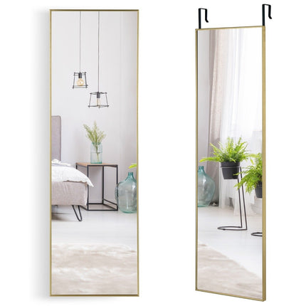 Miroir pleine longueur 37 x 120 cm avec crochets de suspension réglables en hauteur miroir mural doré