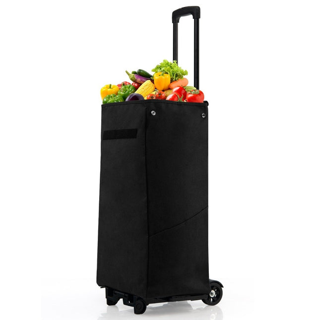 38L Einkaufstrolley klappbarer Allzweckwagen mit 4 flexiblen ABS-Rädern schwarz