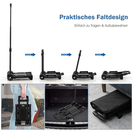 38L Einkaufstrolley klappbarer Allzweckwagen mit 4 flexiblen ABS-Rädern schwarz