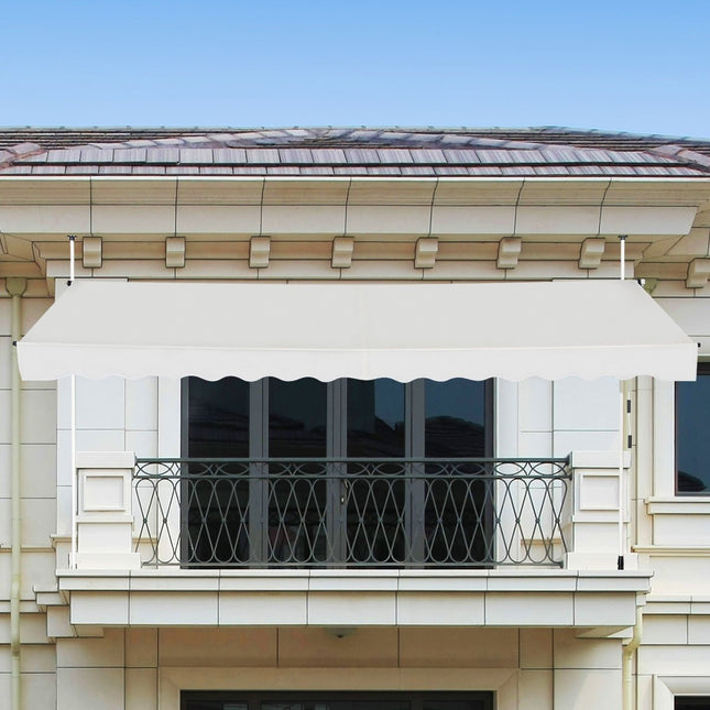 395 cm Breite Klemmmarkise ohne Bohren, UV-beständige Balkonmarkise, höhenverstellbare Markise, Beige