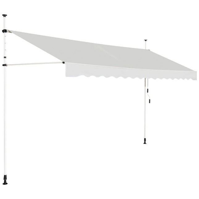 395 cm Breite Klemmmarkise ohne Bohren, UV-beständige Balkonmarkise, höhenverstellbare Markise, Beige