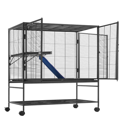 39-Inch 2-Tier Rolling Metal Ferret Cage, Ramps Tray