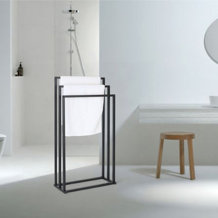 Porte-serviettes métallique à 3 barres - Étagère de salle de bain autoportante