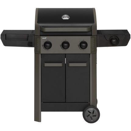 3-Flammen-Gasgrill mit Seitenbrenner, 60x42 cm Grillfläche