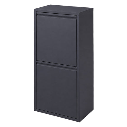 3-Compartment Waste Bin 40 l with Tipping Function, Anthracite, Wall-Mountable