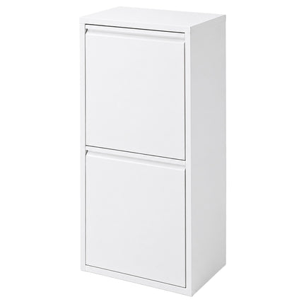 3-Compartment Waste Bin 40 l with Tipping Function, White, Wall-Mountable