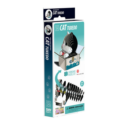Maquette 3D en carton - Motif smoking de chat, assemblage facile