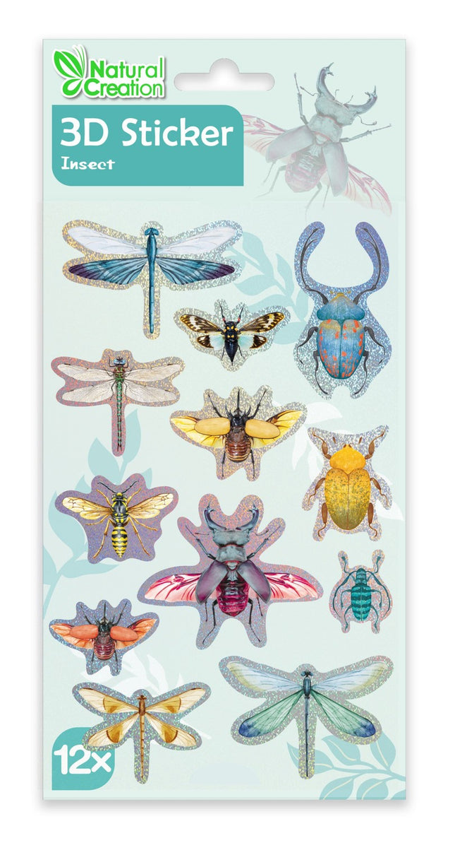 Autocollants insectes 3D pour décoration naturelle, 12 pièces