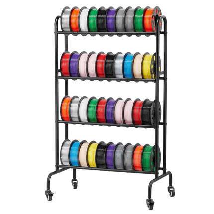 3D Printer Filament Storage Rack, 4-Tier Rolling Shelf With Wheels