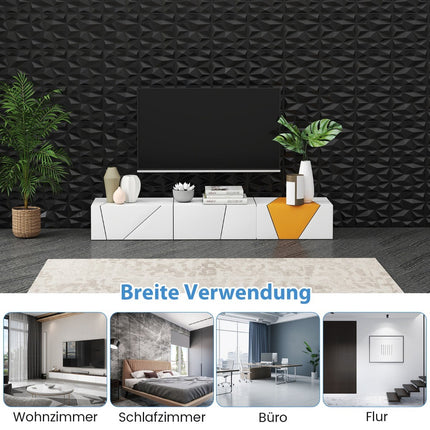 3D-Wandpaneele, schwarzes PVC, 50er-Pack, 30x30 cm, 4,5m² Abdeckung