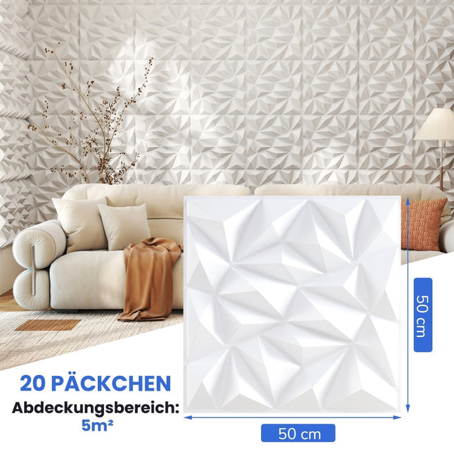 3D-Wandpaneele, Rautenmuster, 20er-Pack, 5 m² Abdeckung