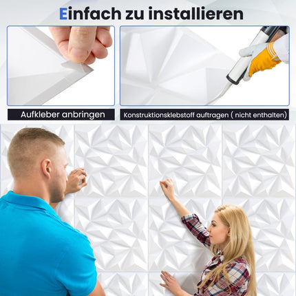 3D Wandpaneele, Rautenmuster, 50x50cm, 10m² Abdeckung