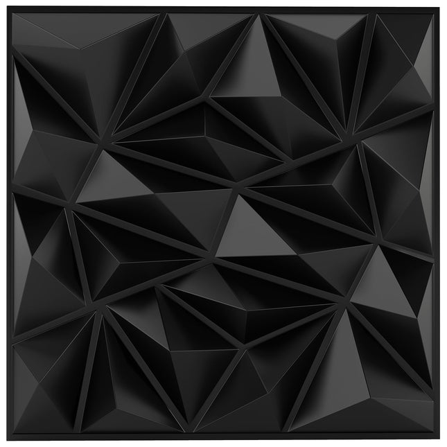 3D Wandpaneele, Rautenmuster, Schwarz, 10m² Abdeckung