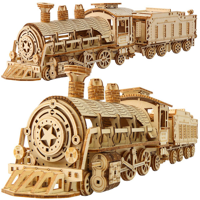 Puzzle 3D en bois Locomotive à vapeur, 282 pièces, à partir de 12 ans