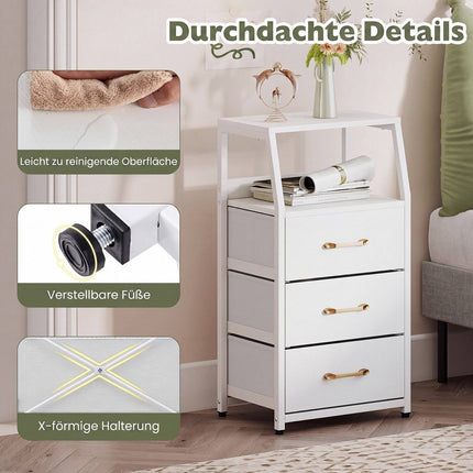 Commode verticale à 3 tiroirs avec tiroirs en tissu