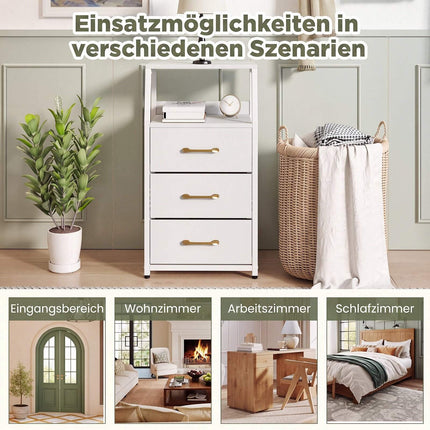 Commode verticale à 3 tiroirs avec tiroirs en tissu