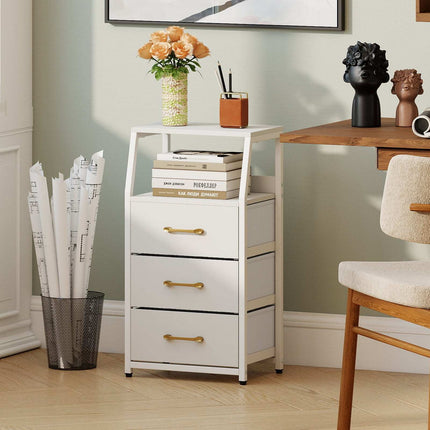 Commode verticale à 3 tiroirs avec tiroirs en tissu
