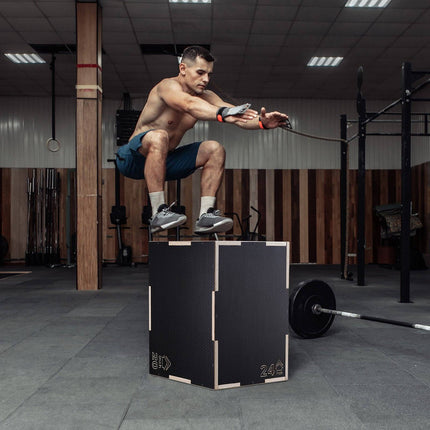 3-In-1 Plyometric Jump Box, 24-20-16 In Plywood, Black