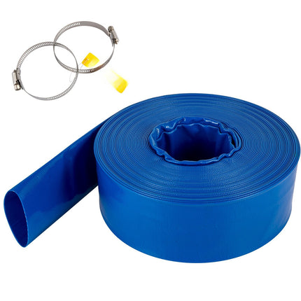 3 Inch PVC Lay Flat Discharge Hose, 32 m With Clamps