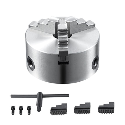 3-Jaw Self-Centering Lathe Chuck 5-Inch, Reversible Jaws