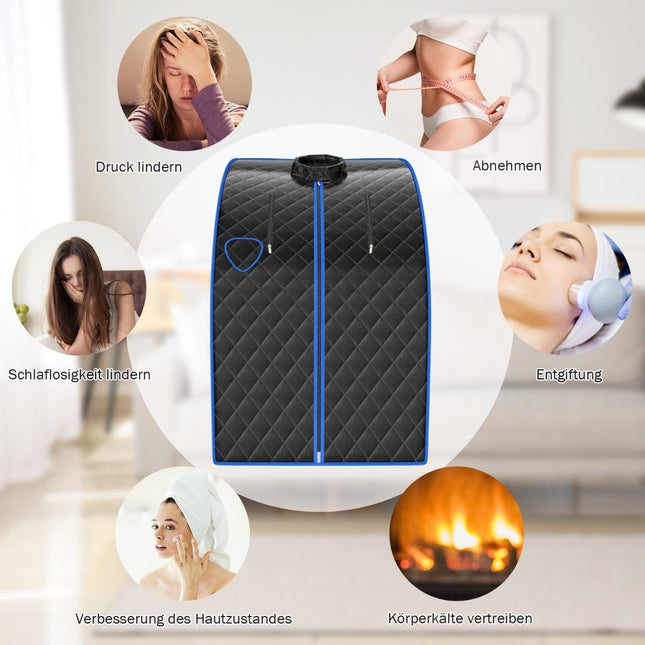 Mini sauna à vapeur 3 L 1000 W avec fonction brumisateur pour la maison, 78 x 87 x 101 cm, noir