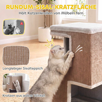 3-stöckiger Katzenkratzbaum mit Sisal-Kratzflächen und 2 Verstecken