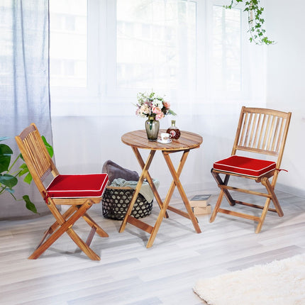 3-tlg. Terrassenmöbel-Set mit rundem Tisch &amp; 2 Stühlen &amp; 2 Kissen ergonomische Sitzgruppe rot