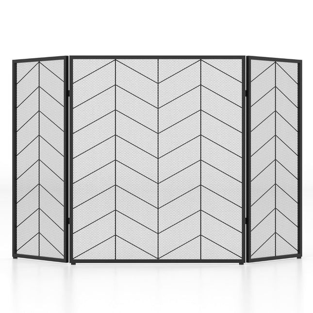 Pare-feu pliable à 3 panneaux, maille métallique, 132 x 79 cm