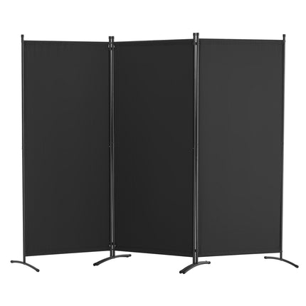 3-Panel Folding Room Divider, Black Fabric Privacy Screen
