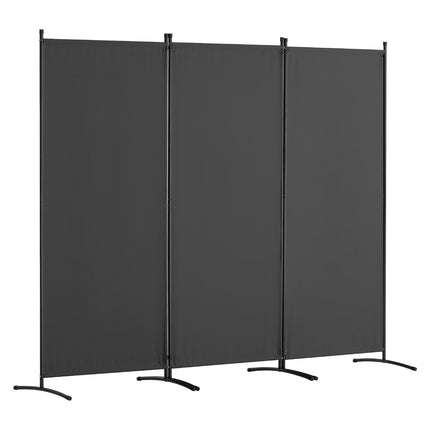 3-Panel Folding Room Divider, Fabric Privacy Screen, Gray