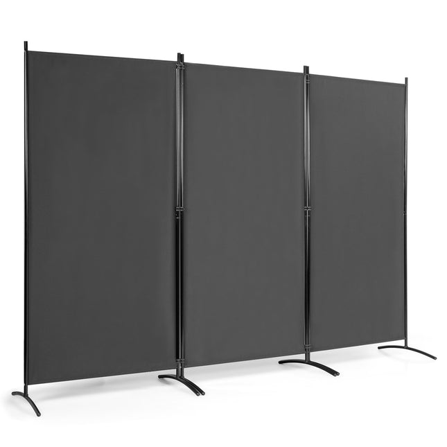 Paravent pliable en tissu à 3 panneaux, 260x183 cm, gris