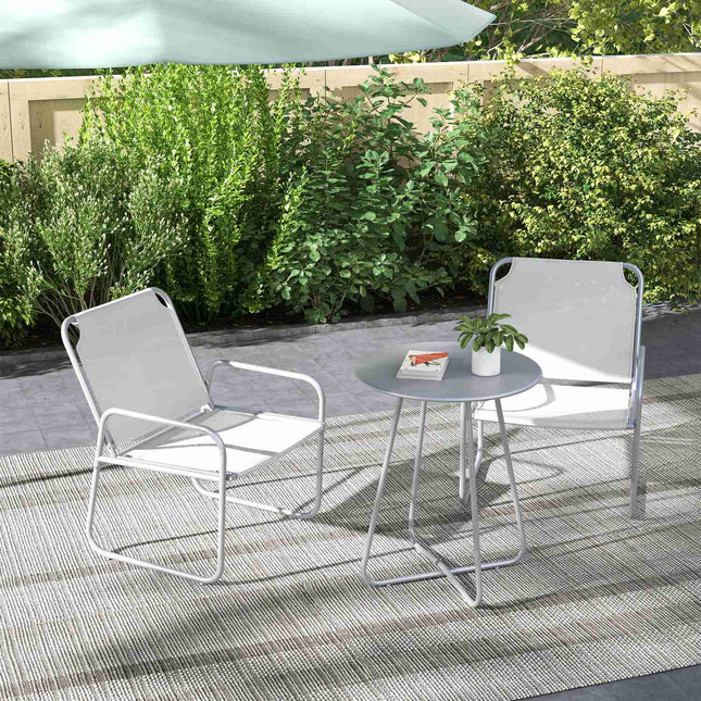 3-teiliges hellgraues Bistro-Set aus Mesh für Balkon und Garten