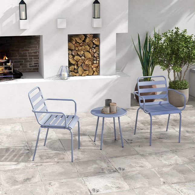Hellgraues 3-teiliges Bistro-Set – Tisch und Stühle aus Stahl