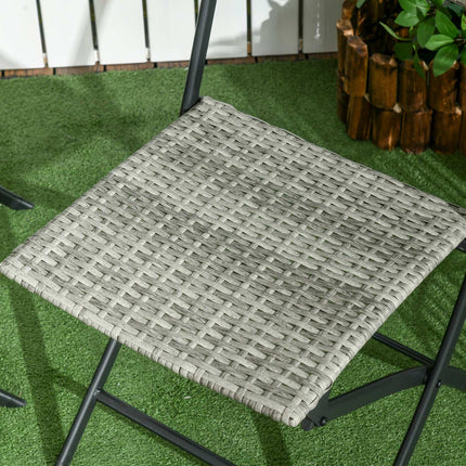 3 Pièces. Ensemble De Meubles De Balcon Rats, Ensemble De Bistro Avec 2 Chaises Pliantes, Table Pliante, Ensemble De Meubles De Jardin, Groupe De Sièges, Ensemble De Sièges, Métal, Gris Clair