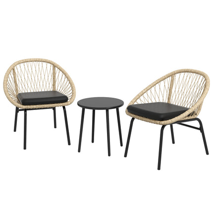 Rattan-Gartenmöbel – 3-teilig, gelbe Polster