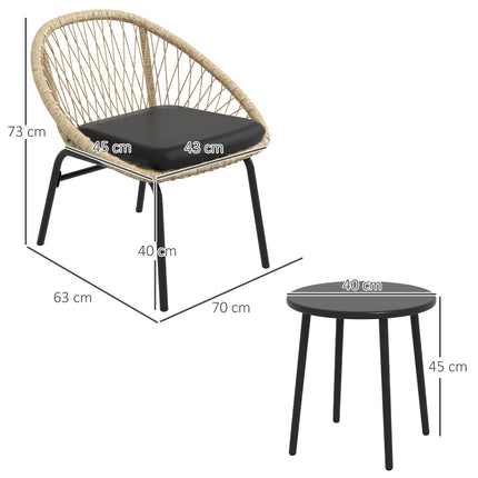 Rattan-Gartenmöbel – 3-teilig, gelbe Polster