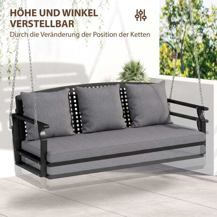 3-Sitzer Hollywoodschaukel mit Kissen, verstellbaren Ketten