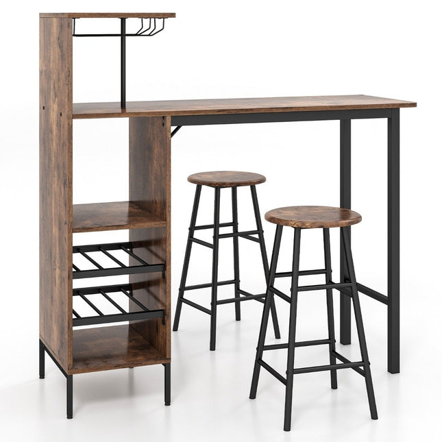 Ensemble table de bar et chaises 3 pièces, table de pub industrielle et tabouret café