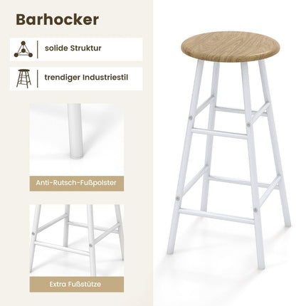 Ensemble table de bar et chaises 3 pièces Table et tabouret de pub industriel Naturel
