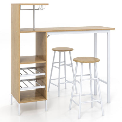 Ensemble table de bar et chaises 3 pièces Table et tabouret de pub industriel Naturel