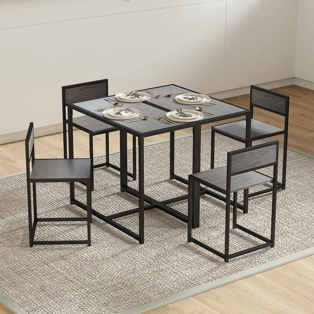 Ensemble table de bar 3 pièces avec 2 chaises, MDF gris, structure en acier