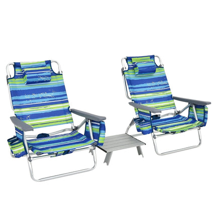 Ensemble de 3 chaises et table de plage, réglables et portables