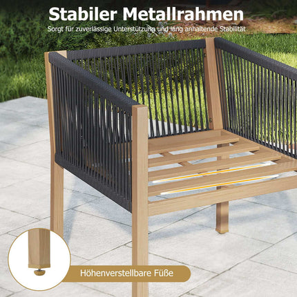 3-teiliges Bistrotisch-Set mit Kissen, Beige, für Balkon & Garten