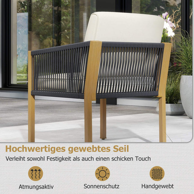 Ensemble bistro 3 pièces avec coussins, beige, pour balcon et jardin