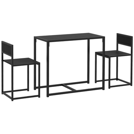 Ensemble table de bar noire 3 pièces avec 2 tabourets, MDF et acier