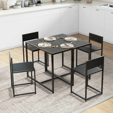Ensemble table de bar noire 3 pièces avec 2 tabourets, MDF et acier
