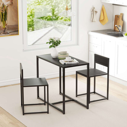 Ensemble table de bar noire 3 pièces avec 2 tabourets, MDF et acier