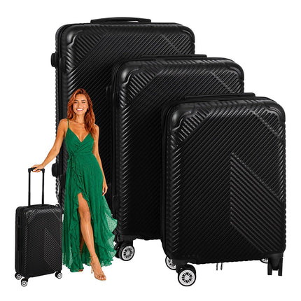 Ensemble de valises noires 3 pièces - Légères et résistantes